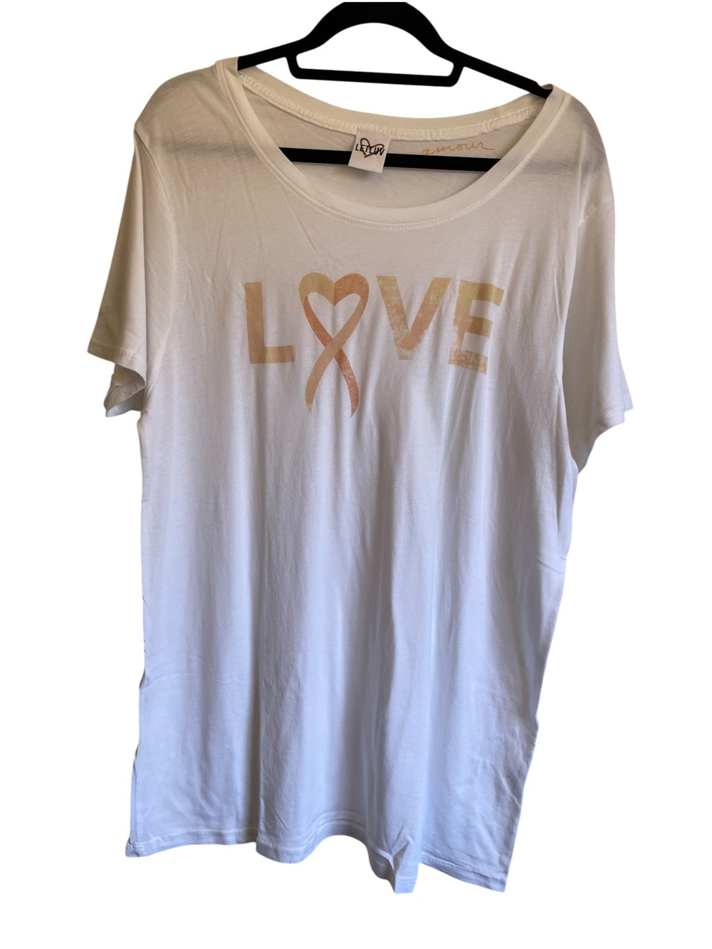 Anthropologie LetLuv White Tee with Gold LOVE Graphic NWT